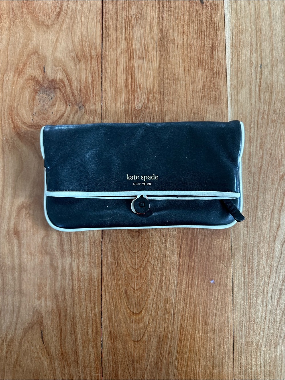 kate spade Black Clutch with polka dot lining